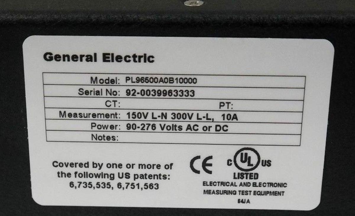Used GENERAL ELECTRIC MULTILIN EPM 9650 POWER QUALITY METER PL96500A0B10000 EPM1