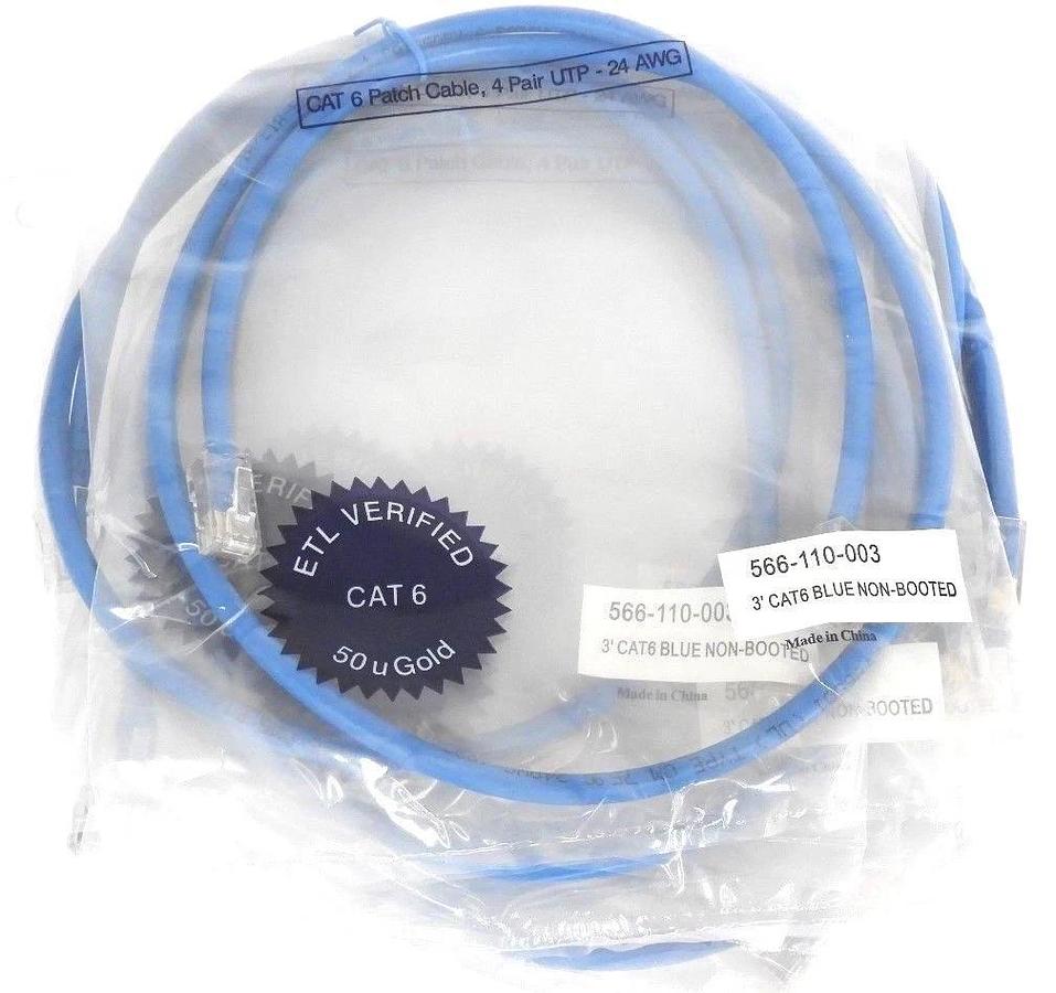 Used LOT OF 10 NEW 3FT VALUE SERIES CAT6 NON-BOOTED PATCH CABLES - BLUE, 566-110-003
