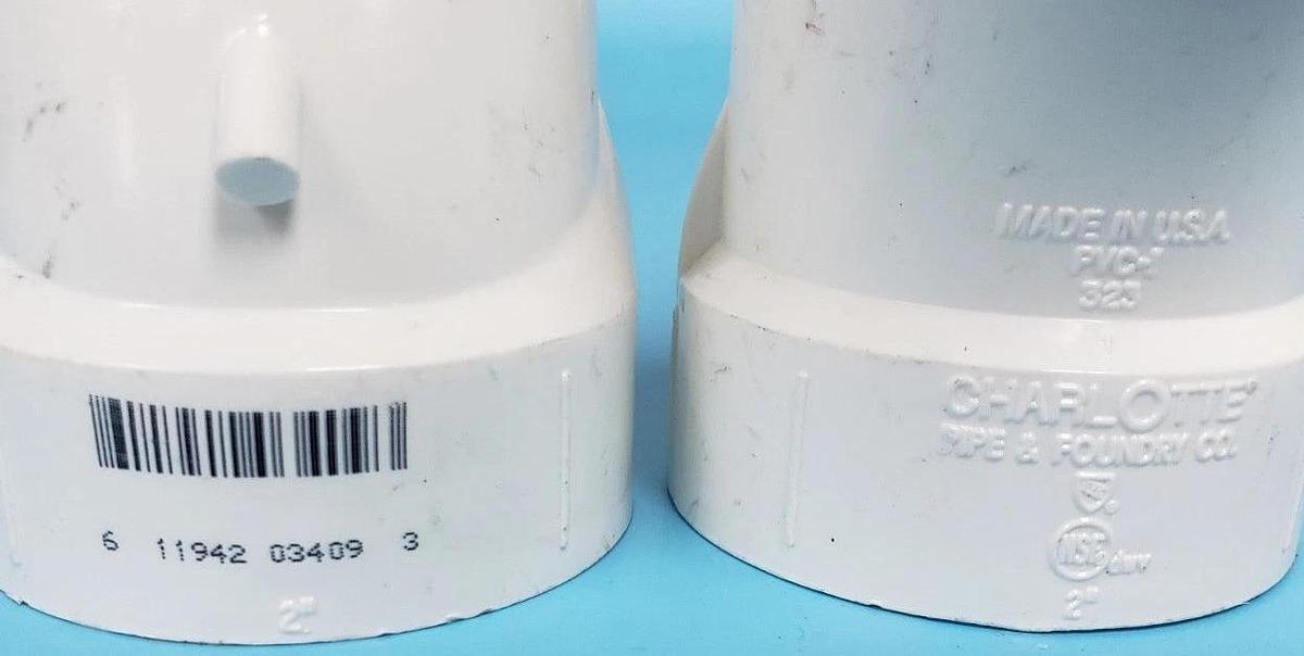 Used LOT OF 2 CHARLOTTE PVC-1 323 2" ELBOW PIPE FITTINGS 611942034093