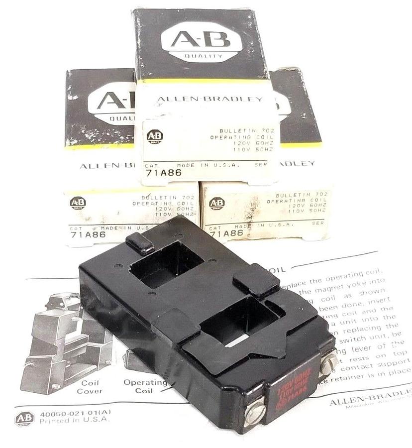 Used LOT OF 3 NIB ALLEN BRADLEY 71A86 COILS BULL. 702 120V/60HZ 110V/50HZ