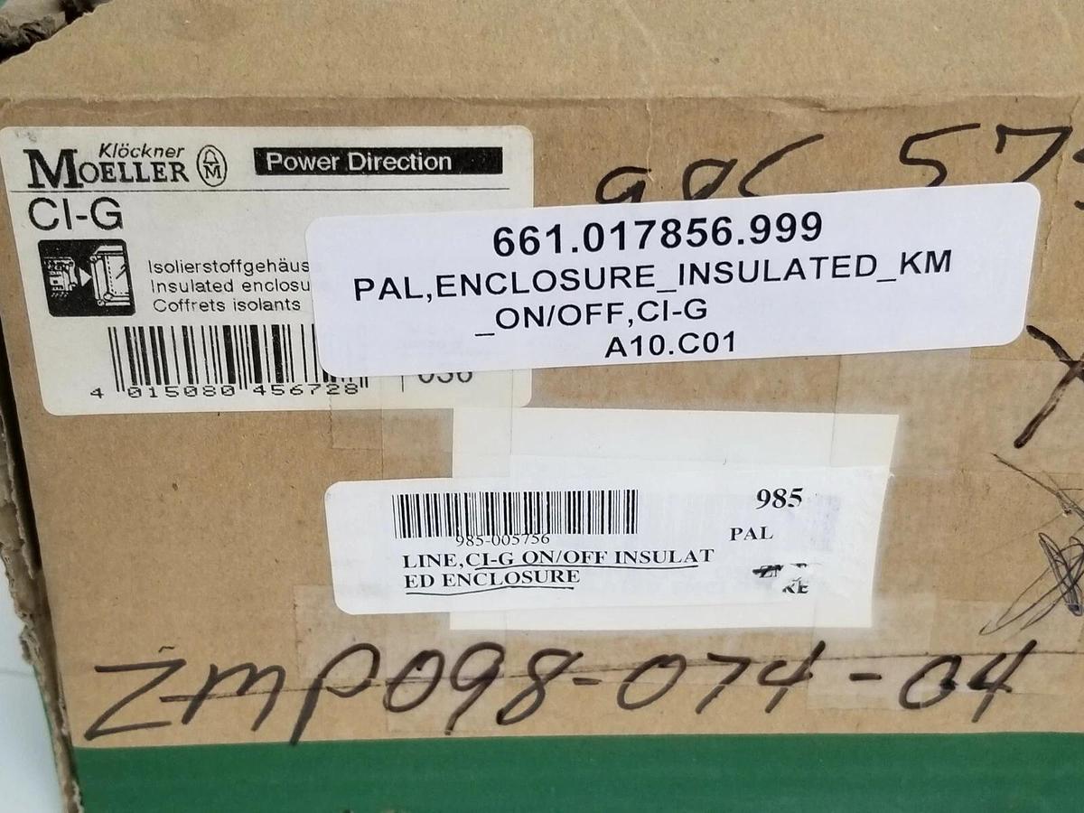 Used NIB KLOCKNER MOELLER CI-G ENCLOSURE W/ P3-63/E CIRCUIT INTERRUPTER SWITCH