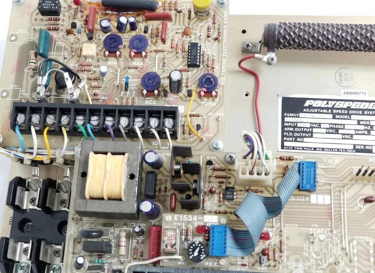 Used POLYSPEDE ESC-101 ADJ. SPEED DRIVE SYSTEM E1530-032, E1507-012, E1534-01