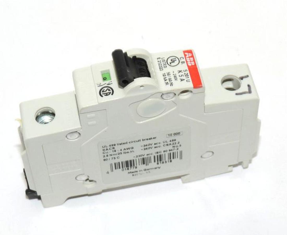 Used ABB S201U-K5A CIRCUIT BREAKER S201UK5 240V~ E212323, 50/60HZ