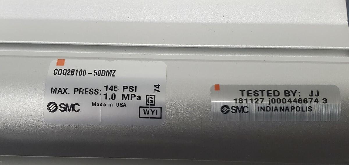 Used NEW SMC CDQ2B100-50DMZ COMPACT CYLINDER CDQ2B10050DMZ, 145PSI 1.0MPa