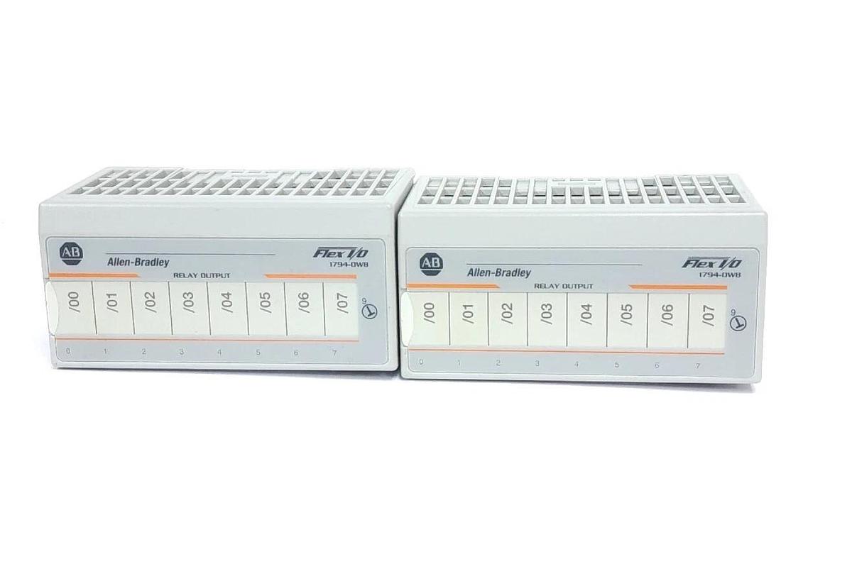 Used LOT OF 2 ALLEN BRADLEY 1794-OW8 SER. A FLEX 8 POINT DIGITAL OUTPUT MODULES