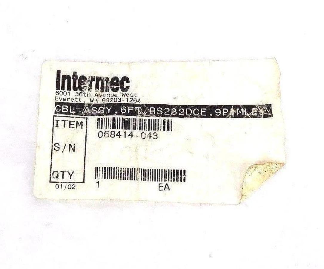 Used NEW INTERMEC 068414-043 CABLE ASSY 6FT, 9P, MALE, D-SUB, RS-232, DCE2, Y-CABLE