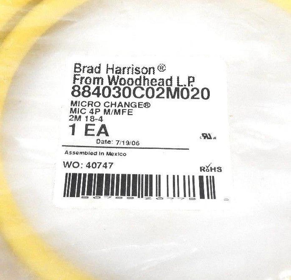 Used NEW BRAD HARRISON 884030C02M020 MICRO CHANGE CORDSET 2M, 4P