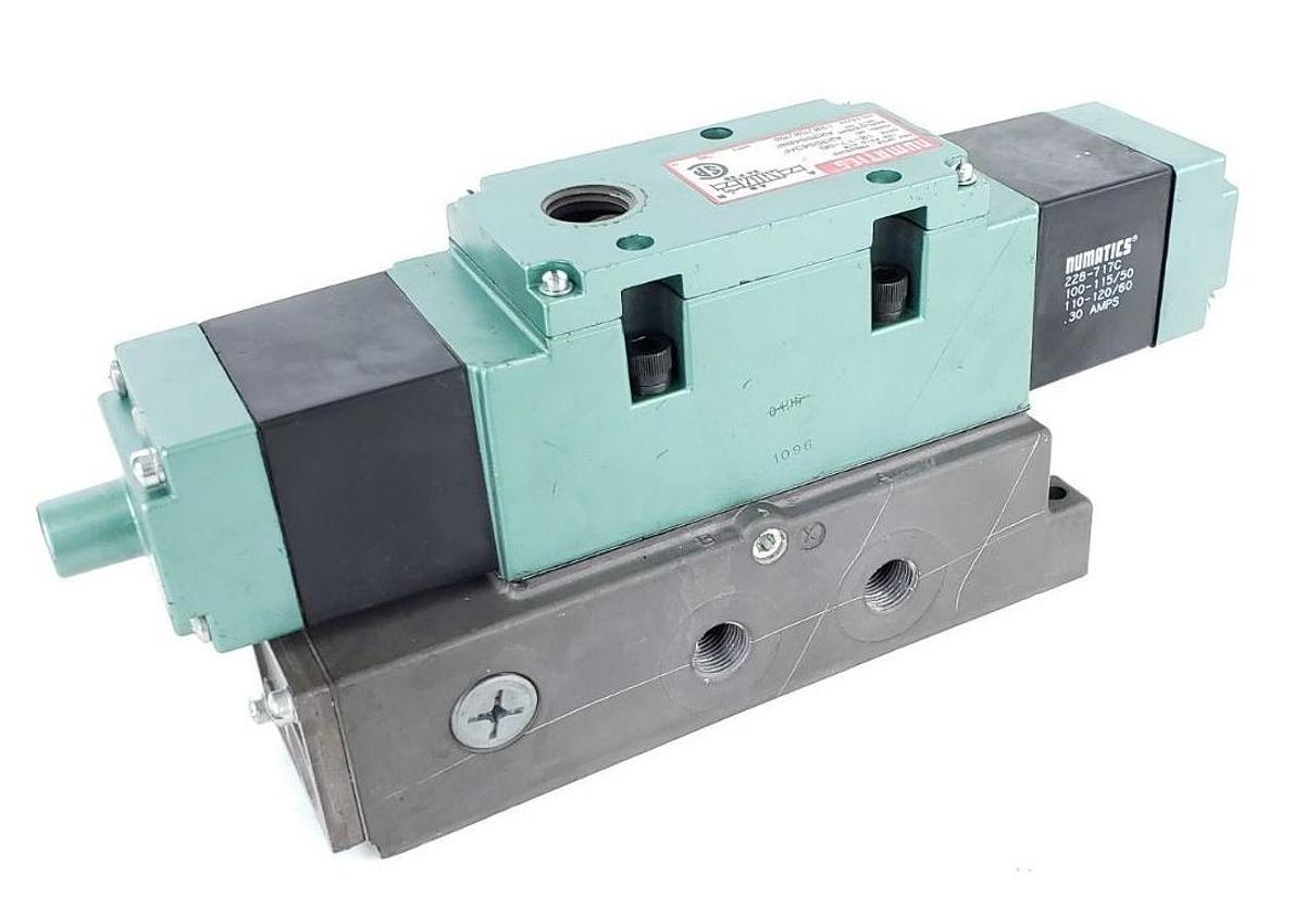 Used NUMATICS A23SS43AF SOLENOID VALVE A23SS400F W/ (2) 228-717C COILS 110-120/60