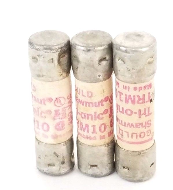 Used LOT OF 3 GOULD SHAWMUT TRM10 TRI-ONIC FUSES TRM-10