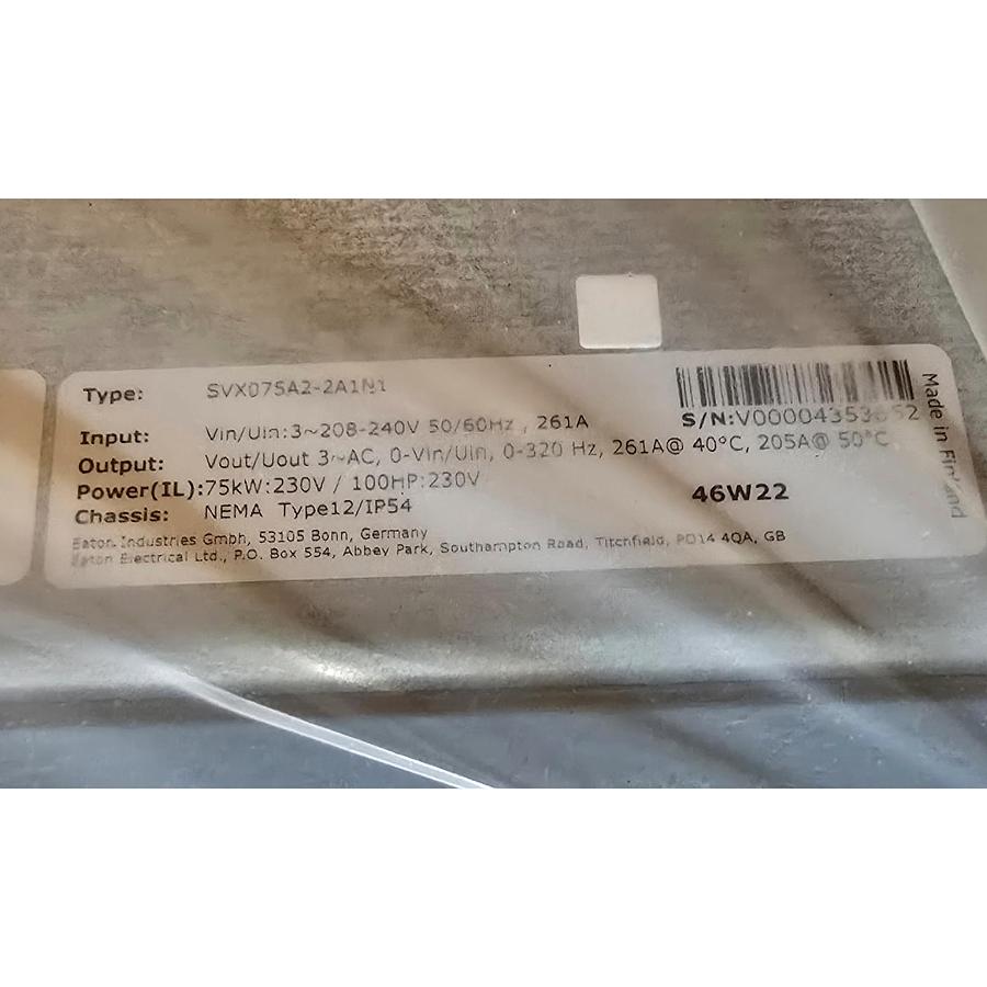 Used EATON C-H SVX075A2-2A1N1 SVX9000 ADJUSTABLE FREQUENCY DRIVE 75kW/100HP NSMP
