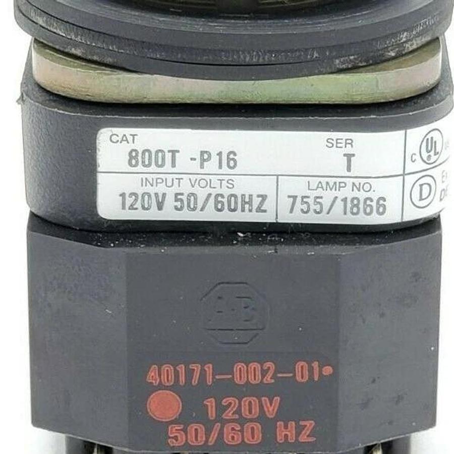 Used ALLEN BRADLEY 800T-P16W WHITE LENS PILOT LIGHT 800T-P16 W/ 40171-002-01 COIL