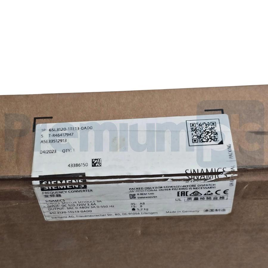 Used Siemens 6SL3120-1TE13-0AD0 SINAMICS S120 Single Motor Module (SMM) - 3A NSMP