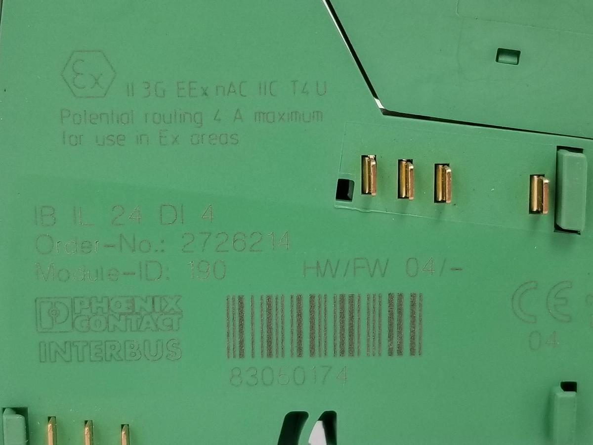 Used PHOENIX CONTACT IB-IL-24-DI-4 TERMINAL BLOCK 2726214 IBIL24DI4