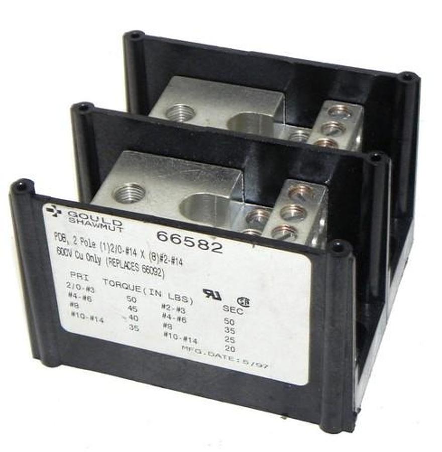 Used GOULD SHAWMUT 66582 POWER DISTRIBUTION BLOCK 2POLE