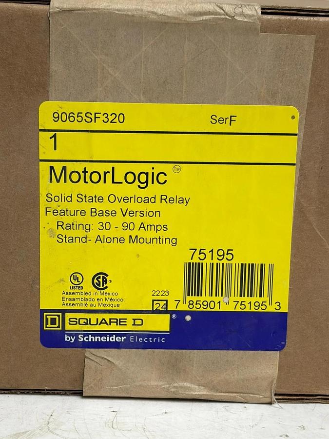 Used NEW Square D 9065SF320 Series F MotorLogic Solid State Overload Relay 30-90A