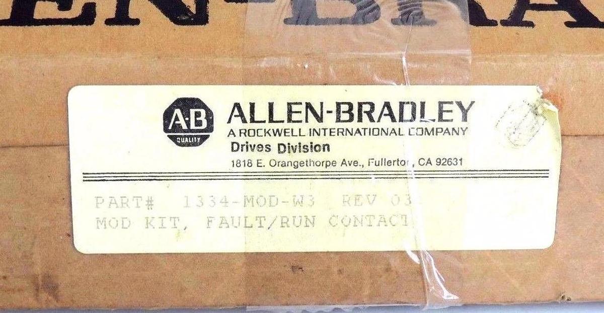 NIB ALLEN BRADLEY 1334-MOD-W3 REV. 03 MOD KIT FAULT/RUN CONTACT, 1334MODW3