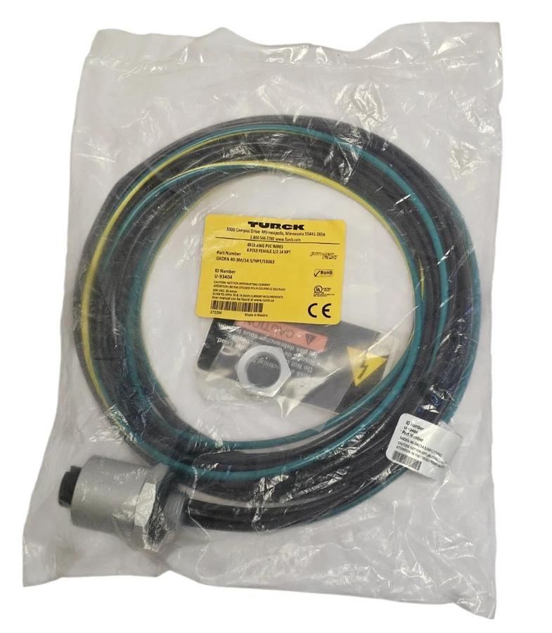 Used NEW TURCK GKDFA 40-3M/14.5/NPT/S3063 RECEPTACLE ID NUMBER: U-93404