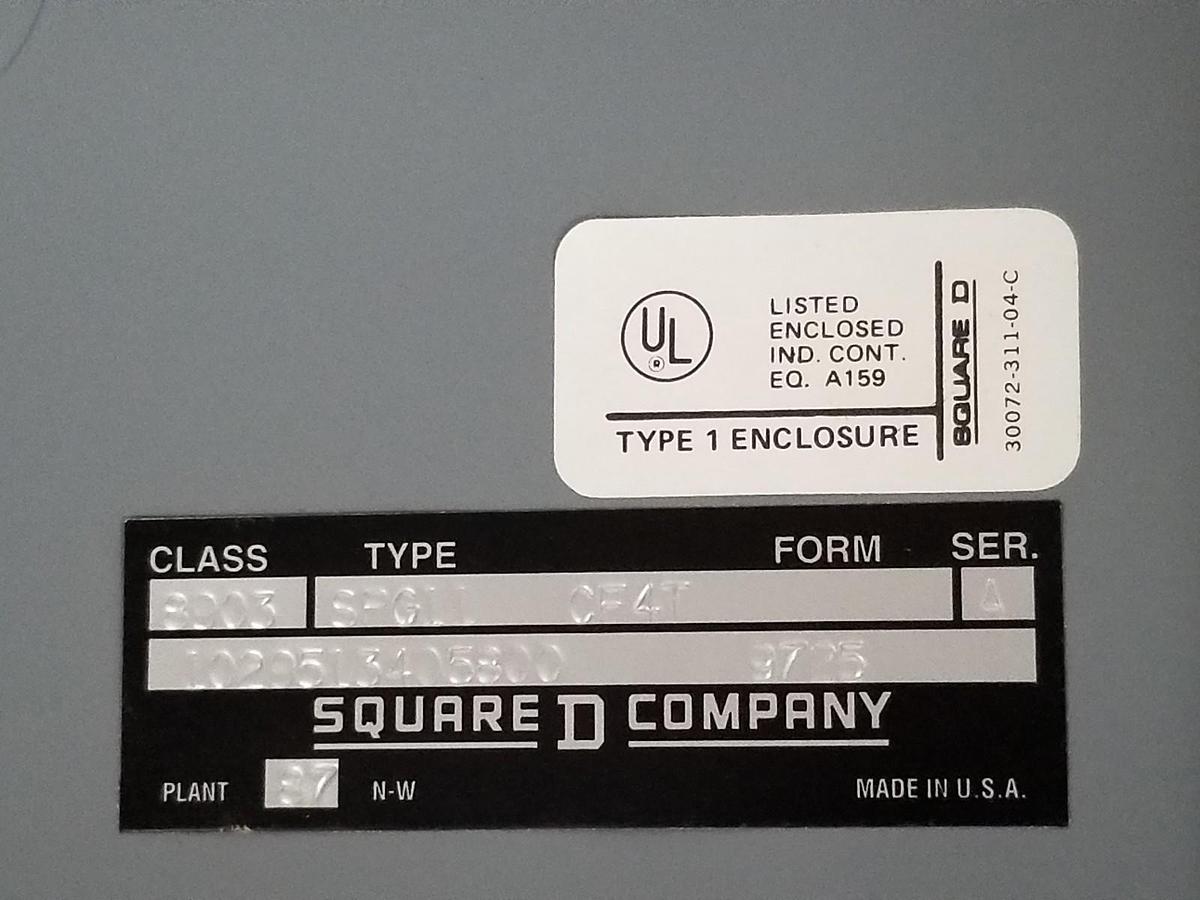 Used NIB SQUARE D 8903-SPG11-CF4T CONTACTOR ENCLOSURE 8903-SPG11 (NO CONTACTOR)