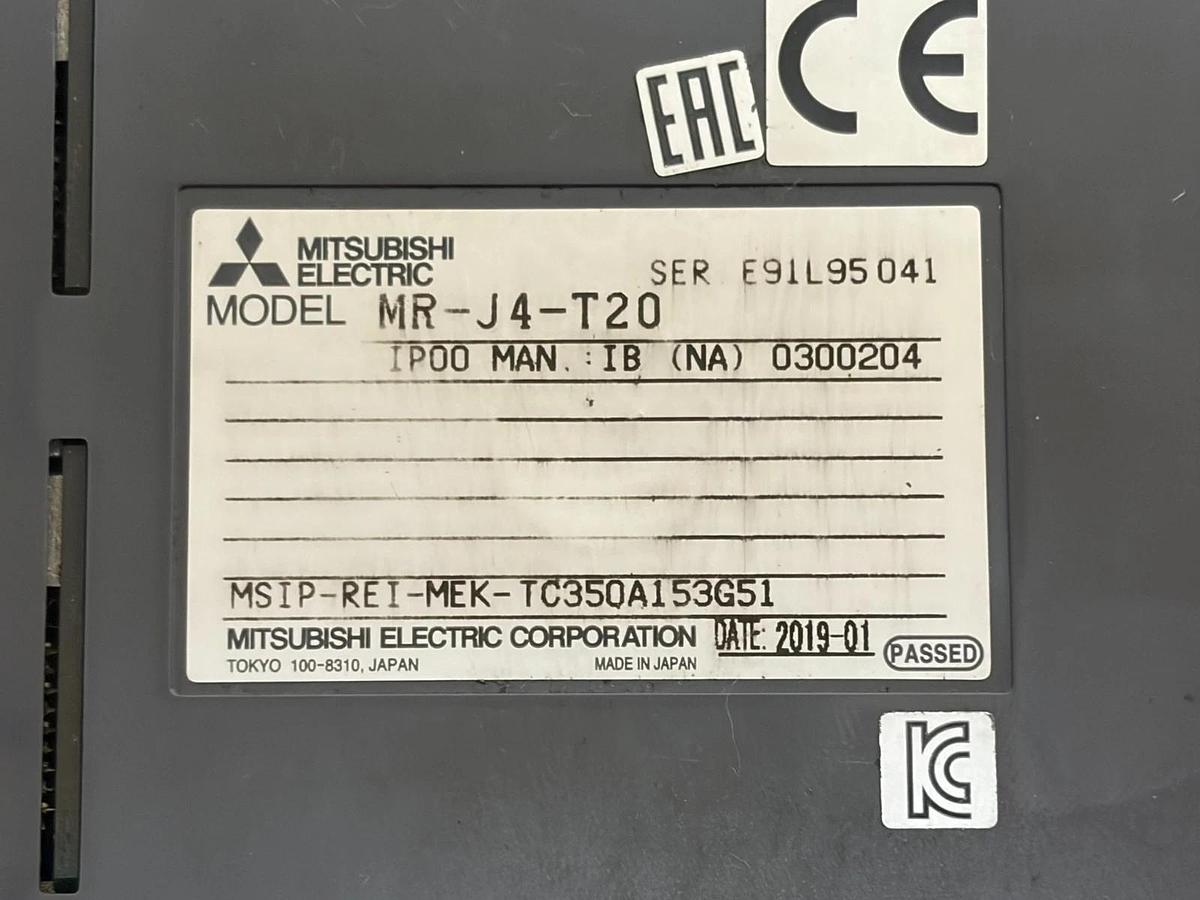 Used Mitsubishi MR-J4-60B4-RJ020 AC Servo Drive 600W 400V w/ MR-J4-T20 Unit Assembly