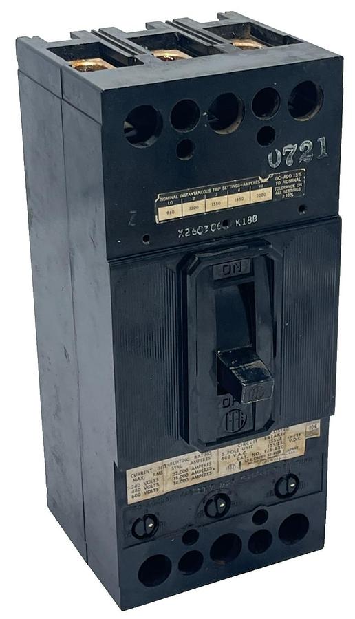 Used ITE FJ3-200 CIRCUIT BREAKER 200 AMP 3 POLE 600 VAC
