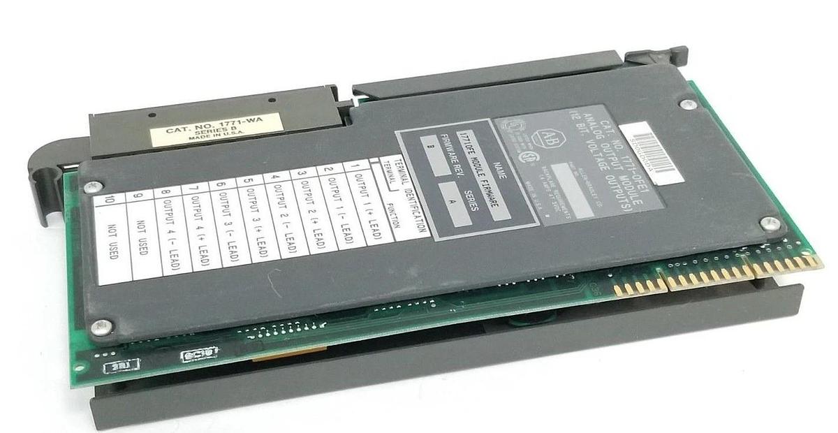 Used ALLEN BRADLEY 1771-OFE1 ANALOG OUTPUT MODULE SER. A F/W REV. B W/ 1771-WA SER. B