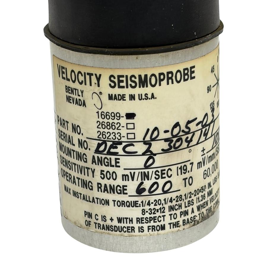 Used Bently Nevada 16699-10-05-03 Velocity Seismoprobe Vibration Transducer 0 Deg
