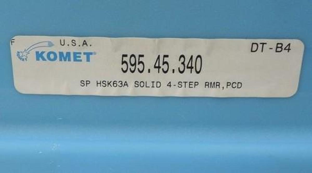 Used LOT OF 2 NEW KOMET DIHART 595.45.340A TOOL HOLDER SP HSK63A SOLID 4-STEP RWR PCD