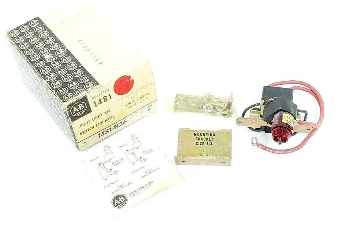 Used NIB ALLEN BRADLEY 1481-N26 SWITCH PUSHBUTTON PILOT LIGHT SER. K