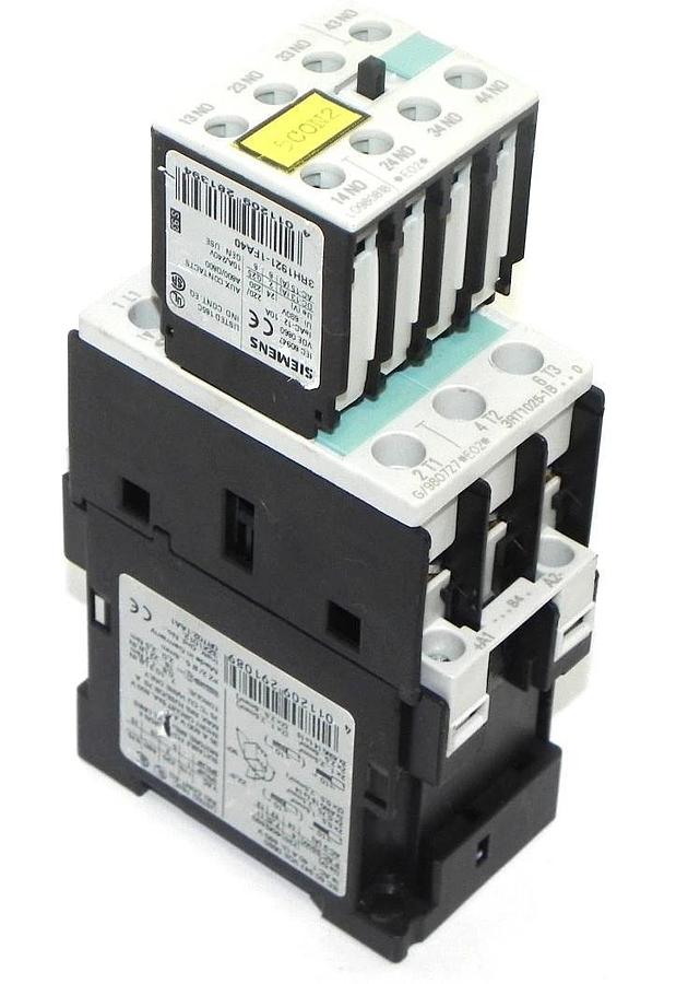 Used SIEMENS 3RT1025-1B CONTACTOR WITH 3RH1921-1FA40 CONTACT BLOCK