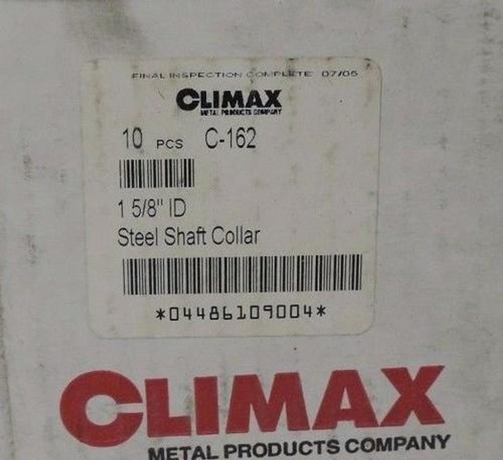Used LOT OF 10 NIB CLIMAX C-162 STEEL SHAFT COLLARS 1-5/8" ID