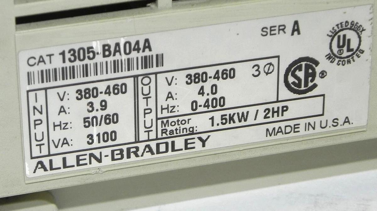 Used ALLEN BRADLEY 1305-BA04A DRIVE 380-460V W/ 1201-HA1 PROGRAMMING TERMINAL