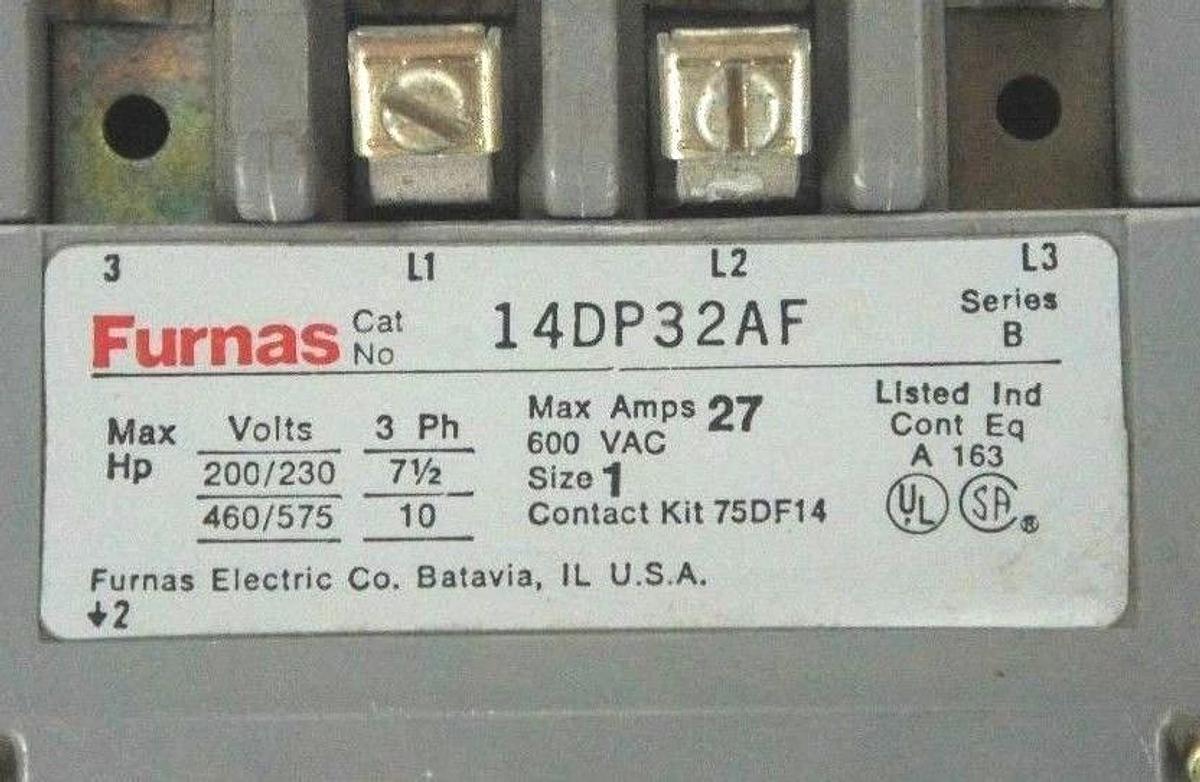 Used FURNAS 14DP32AF STARTER SER. B, 200-575 VAC, 7-1/2-10 HP, 27 MAX AMPS