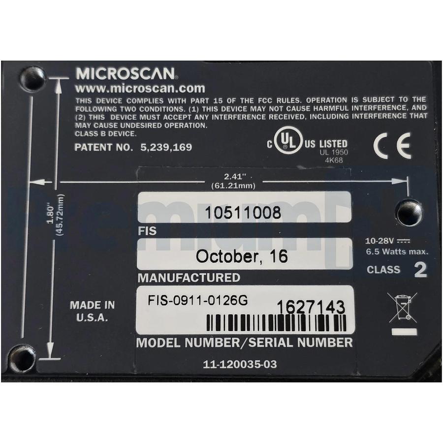 Omron Microscan FIS-0911-0126G | MS-9 | MS-911 Barcode Scanner SL/SD 2K SPS NSMP