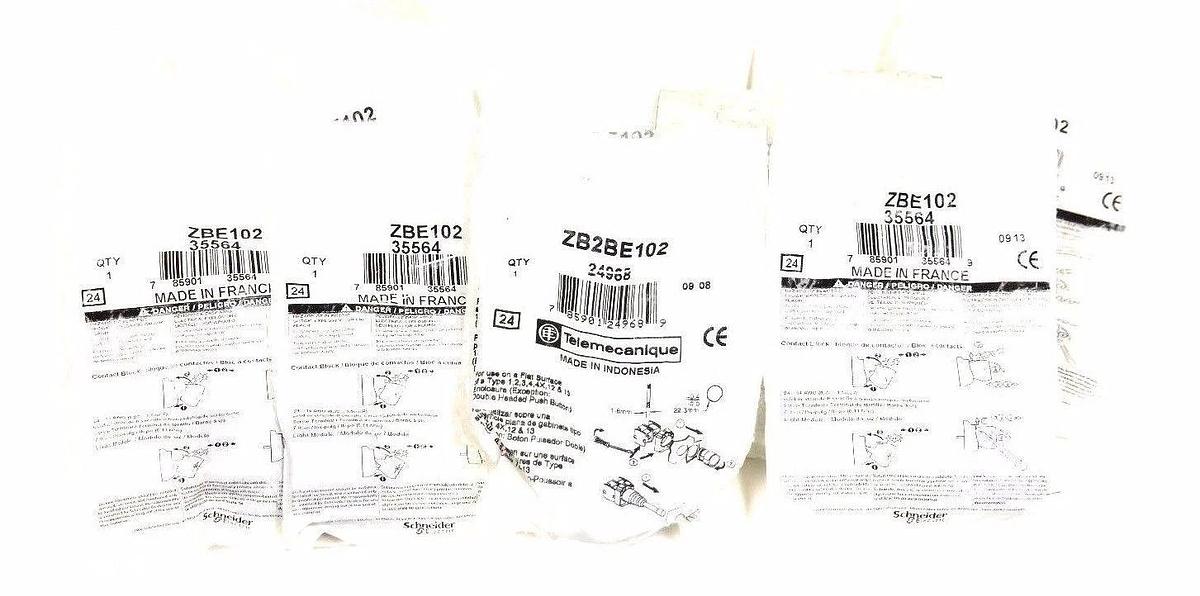 Used LOT OF 9 NEW TELEMECANIQUE ZB2BE102 CONTACT BLOCK 10AMPS, 600V