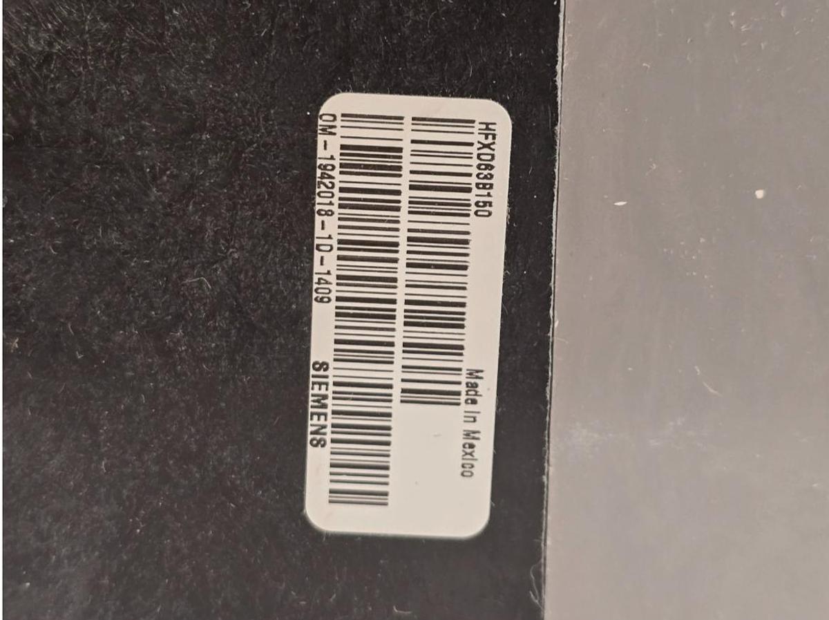 Used SIEMENS HFXD63B150 SENTRON CIRCUIT BREAKER 3P/150A/600V~/65kA@480V~ w/TRIP NSMP