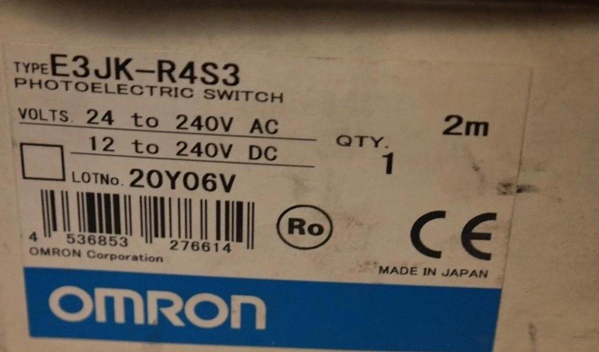 Used OMRON E3JK-R4S3 PHOTOELECTRIC SWITCH 2M, 24-240VAC,12-240VDC, E3JKR4S3