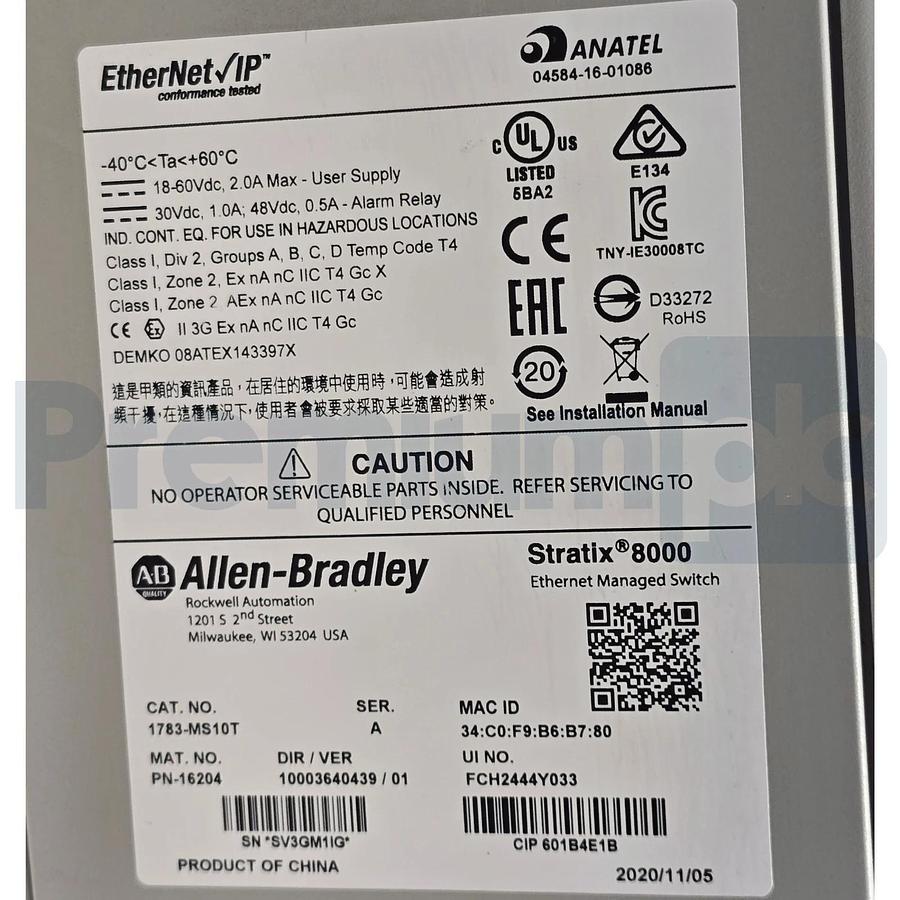 Allen Bradley 1783-MS10T /A Stratix 8000 10-Port Managed Ethernet Switch NSNP 612598347728