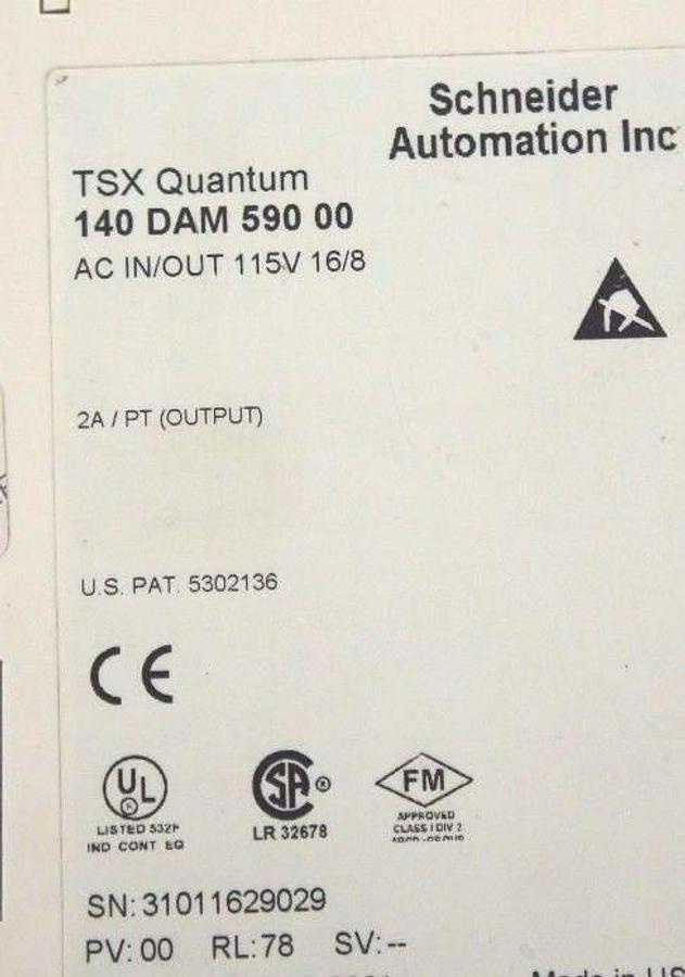 Used SCHNEIDER AUTOMATION 140-DAM-590-00 IN/OUT W/O WIRING TERMINAL 140DAM59000
