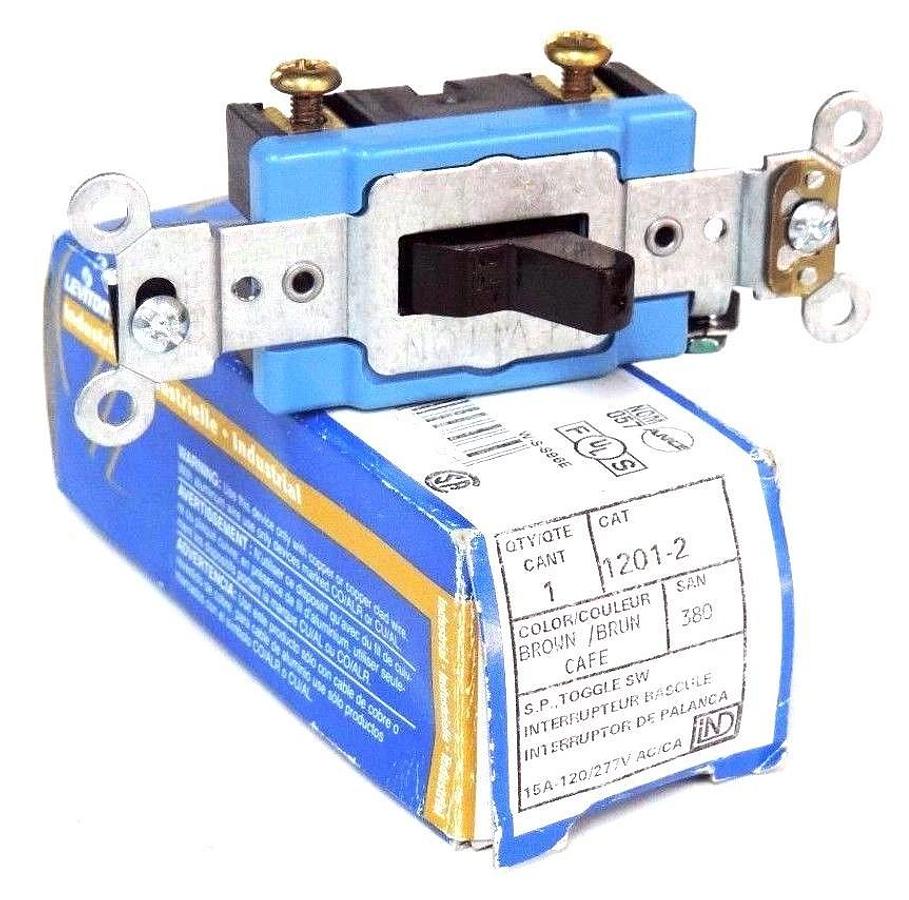 Used NIB LEVITON BROWN 1201-2 TOGGLE SWITCH 15A, 120-277V, 12012