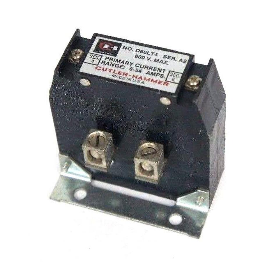 Used CUTLER HAMMER D60LT4 TRANSFORMER CURRENT RELAY SER. A2, 6-54 AMPS