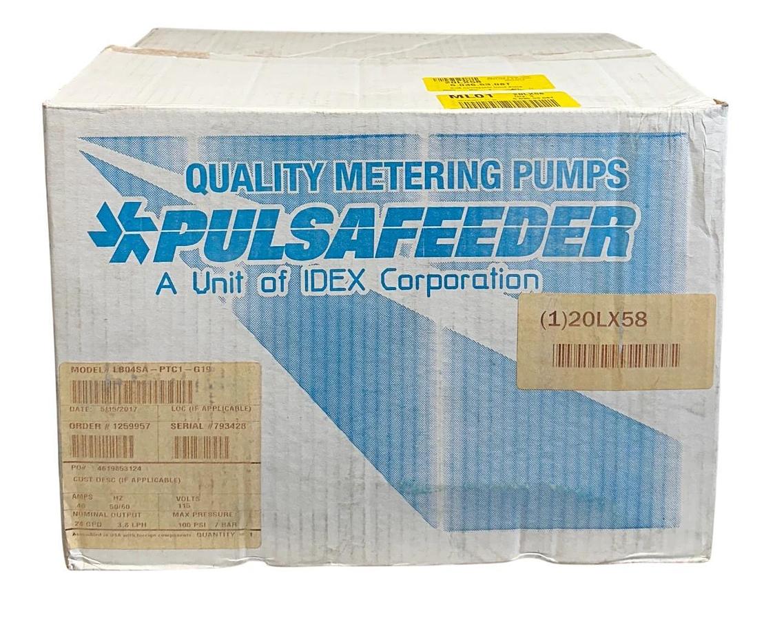 PULSAFEEDER LB04SA-PTC1-G19 / LB04SAPTC1G19 CHEMICAL METERING PUMP 115V NSMP
