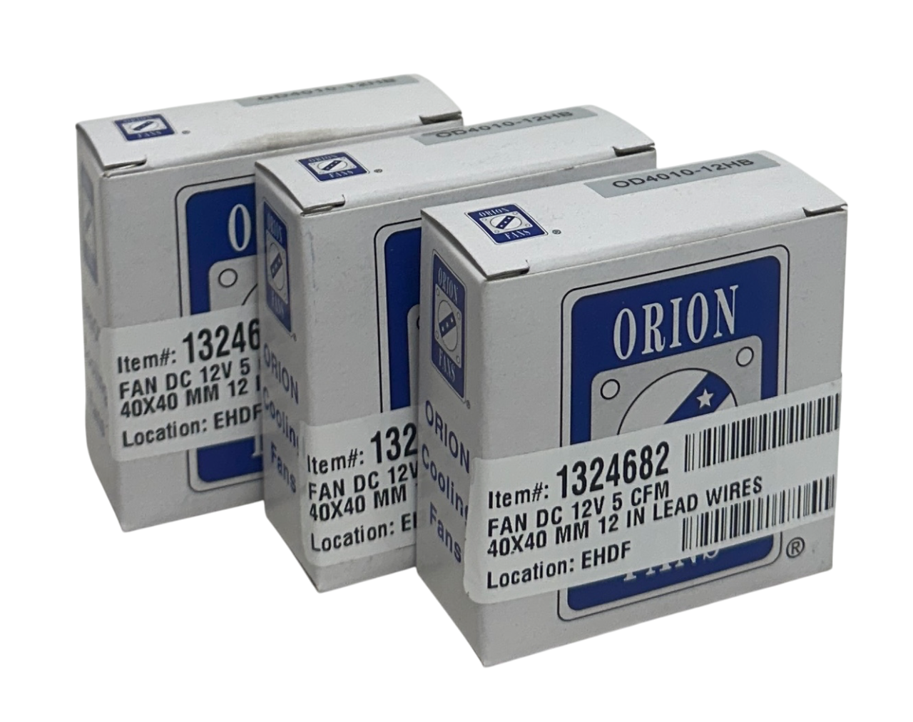 Used 3 ORION OD4010-12HB / OD401012HB DC AXIAL FANS 12VDC 5CFM 40mm 12'' WIRE NSMP