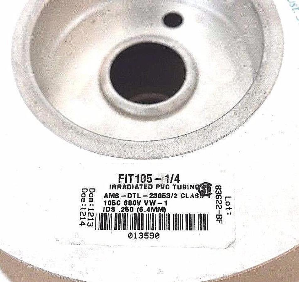 Used NEW ALPHAWIRE FIT105-1/4 IRRADIATED PVC TUBING AMS-DTL-23053/2 .250 (6.4MM) 105C