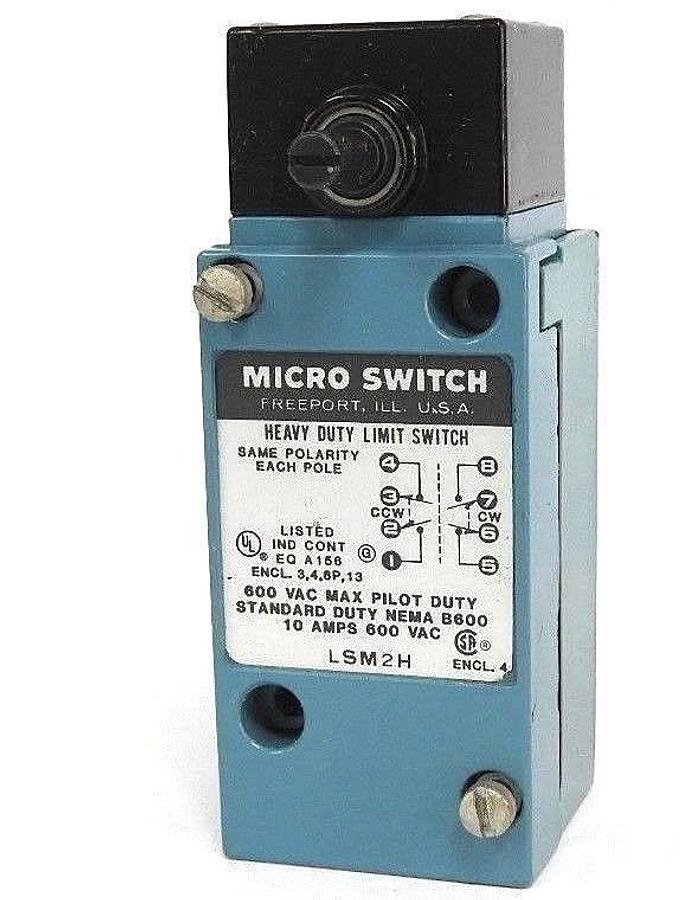 Used MICRO SWITCH LSM2H HEAVY DUTY LIMIT SWITCH 600 VAC MAX 10 AMPS