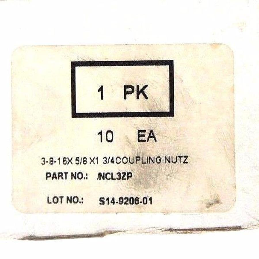 Used LOT OF 10 NEW GENERIC NCL3ZP COUPLING NUTS 1-3/4" LENGTH 3-8-16 X 5/8 X 1-3/4