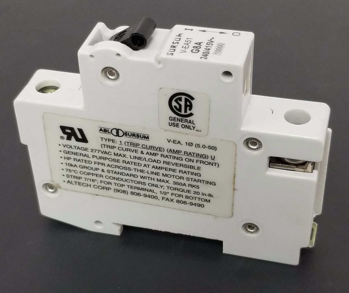 Used SURSUM V-EA51 CIRCUIT BREAKER 8A, G8A, 240/415V, VEA51