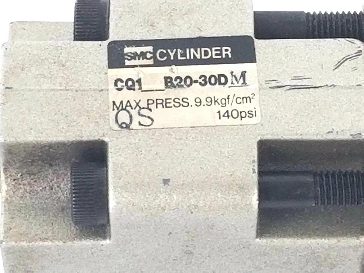 Used SMC CQ1B2030DM CYLINDER CQ1-B20-30DM, 140 PSI