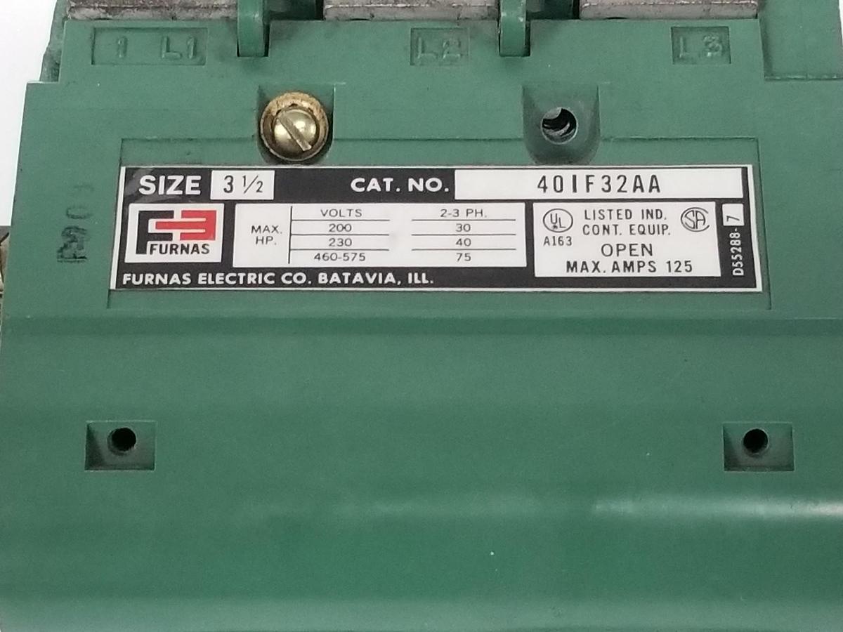 Used FURNAS 40IF32AA STARTER SIZE 3.5 MAX. AMPS 125