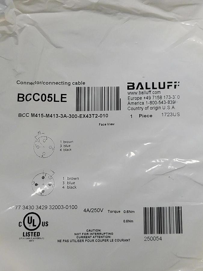 Used NEW BALLUFF BCC M415-M413-3A-300-EX43T2-010 DOUBLE-ENDED CORDSET BCC05LE