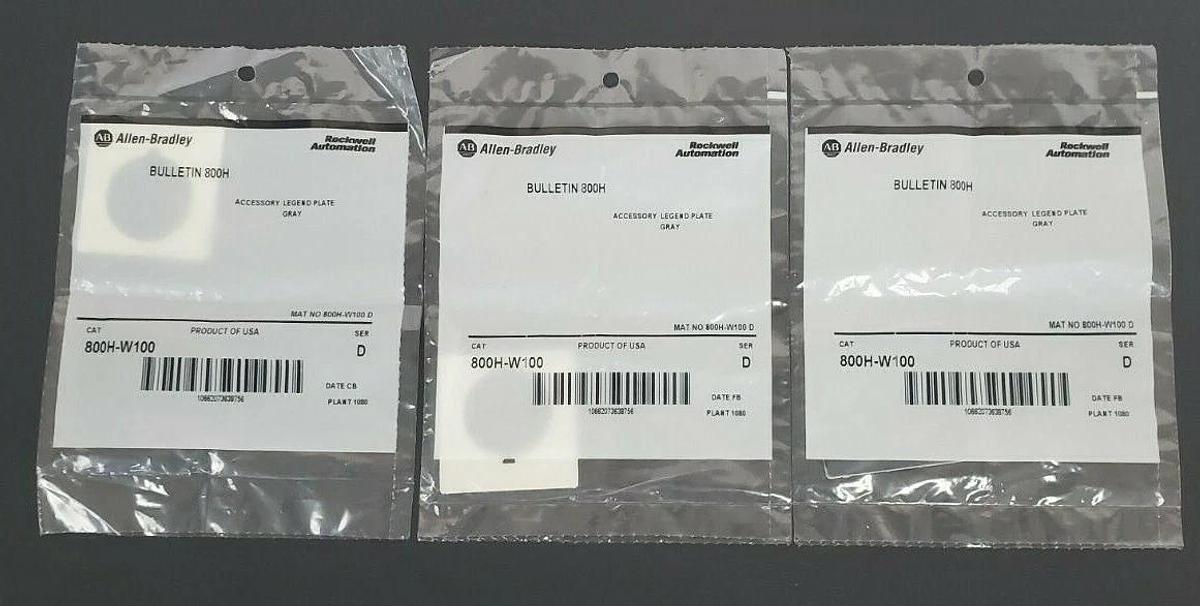 Used LOT OF 3 NEW ALLEN BRADLEY 800H-W100 GREY LEGEND PLATES SER. D